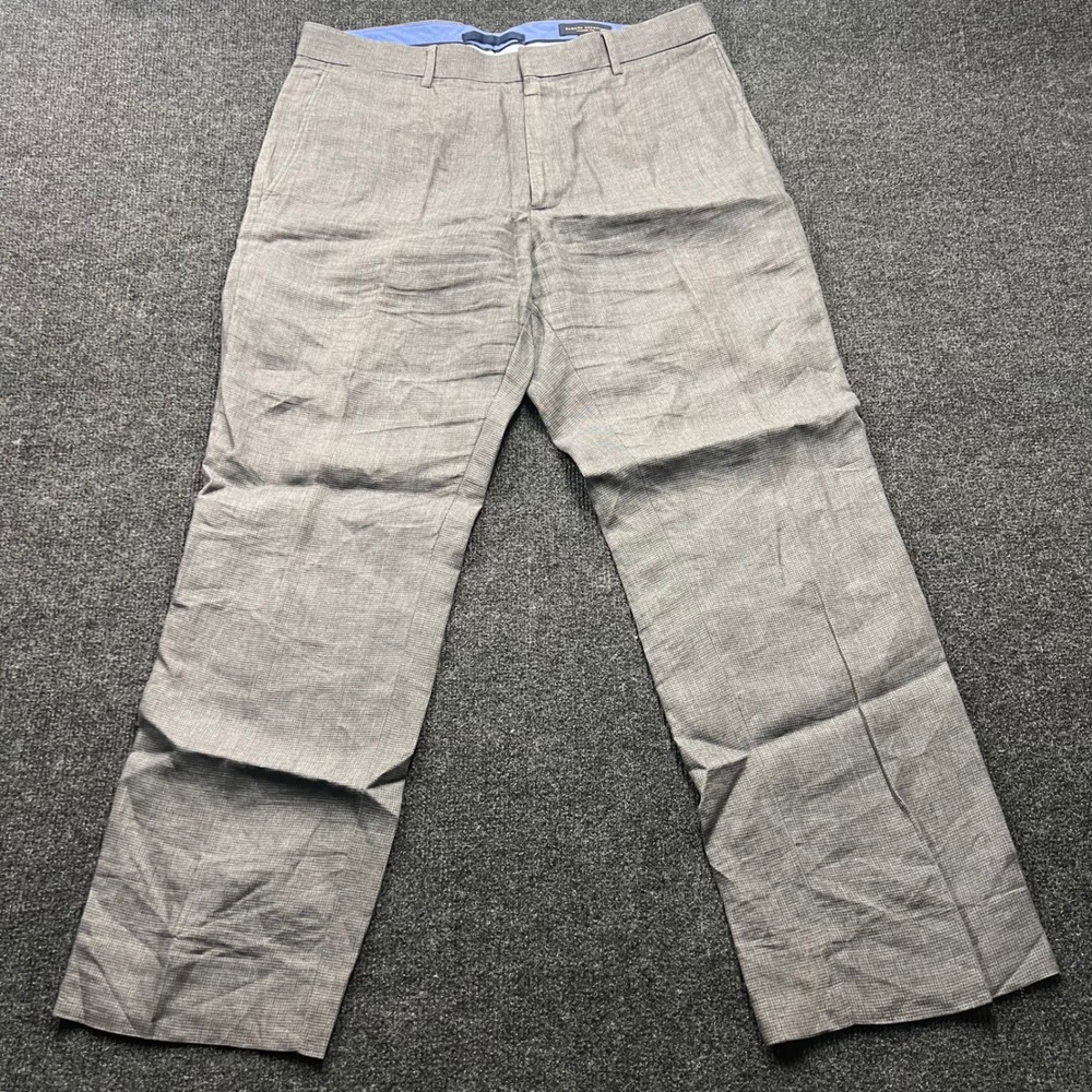 Banana Republic Mens 35x30 Grey 100% Linen Classic Fit Dress Pants Trousers